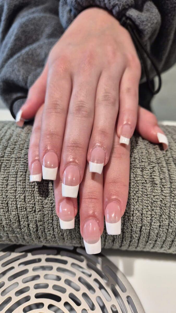 Classic square white French manicure